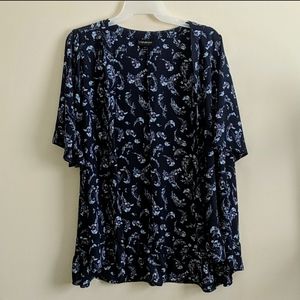 Lane Bryant 18/20 Sheer floral Kimono ruffle hem